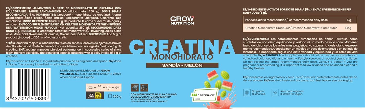 Grow Nutrition Creatine Monohydrate Creapure Watermelon Melon – 250 g