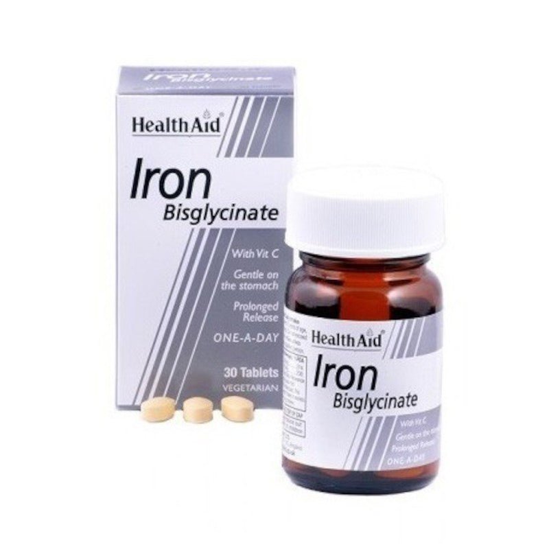 Health Aid Hierro (Iron Bisglicinato + Vitamina C) 30 mg 90 Comprimidos-1
