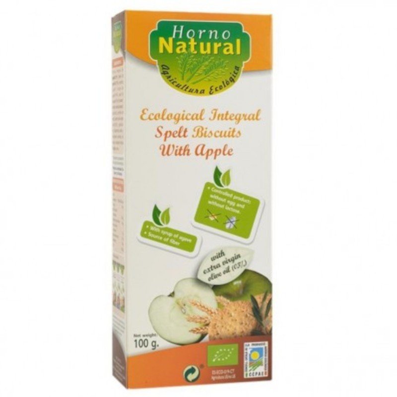 Horno Natural Galletas Integrales Ecológicas de Espelta con Manzana 100 g-1