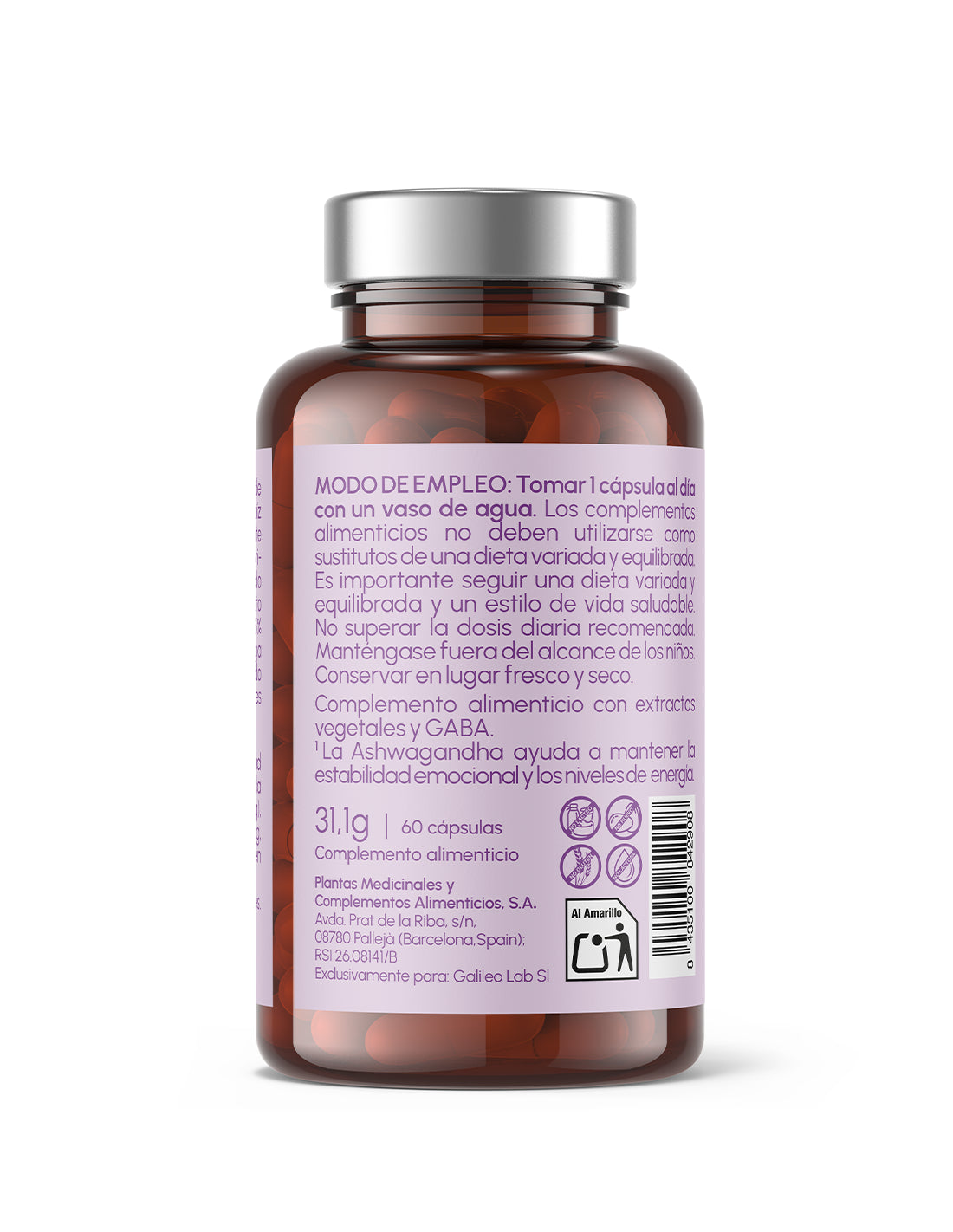 Just Elements Ashwagandha con Magnesio Keep Calm 60 cápsulas-2