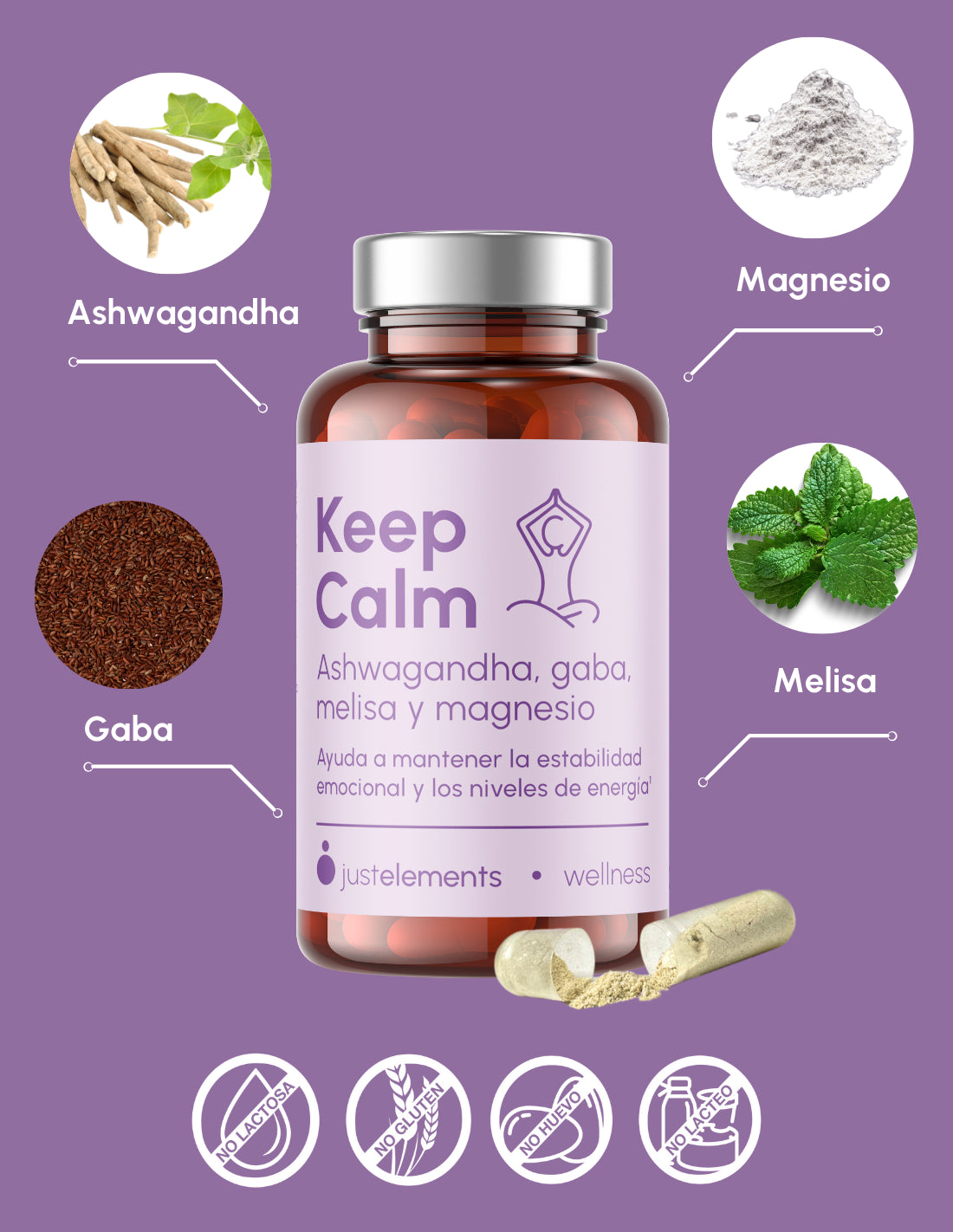 Just Elements Ashwagandha con Magnesio Keep Calm 60 cápsulas-3