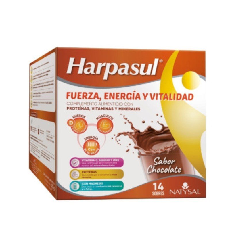Natysal Harpasul Batidos Fuerza, Energía y Vitalidad Sabor Chocolate 14 Sobres-1