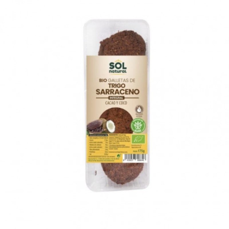 Solnatural Galletas de Trigo Sarraceno con Cacao y Coco Bio 175 g-1