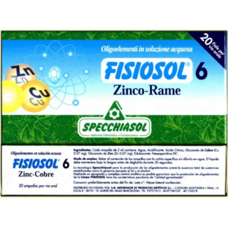 Specchiasol Fisiosol 6 Zinc y Cobre 2 ml 20 Viales-1