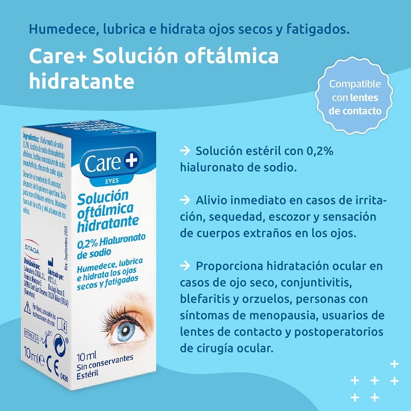 CARE+ Solución Oftálmica Hidratante 0,2% Ácido Hialurónico + Toallitas Oftálmicas-3