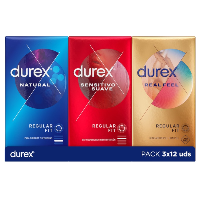DUREX Pack Preservativos Natural + Sensitivo Suave + Real Feel 36 unidades-1