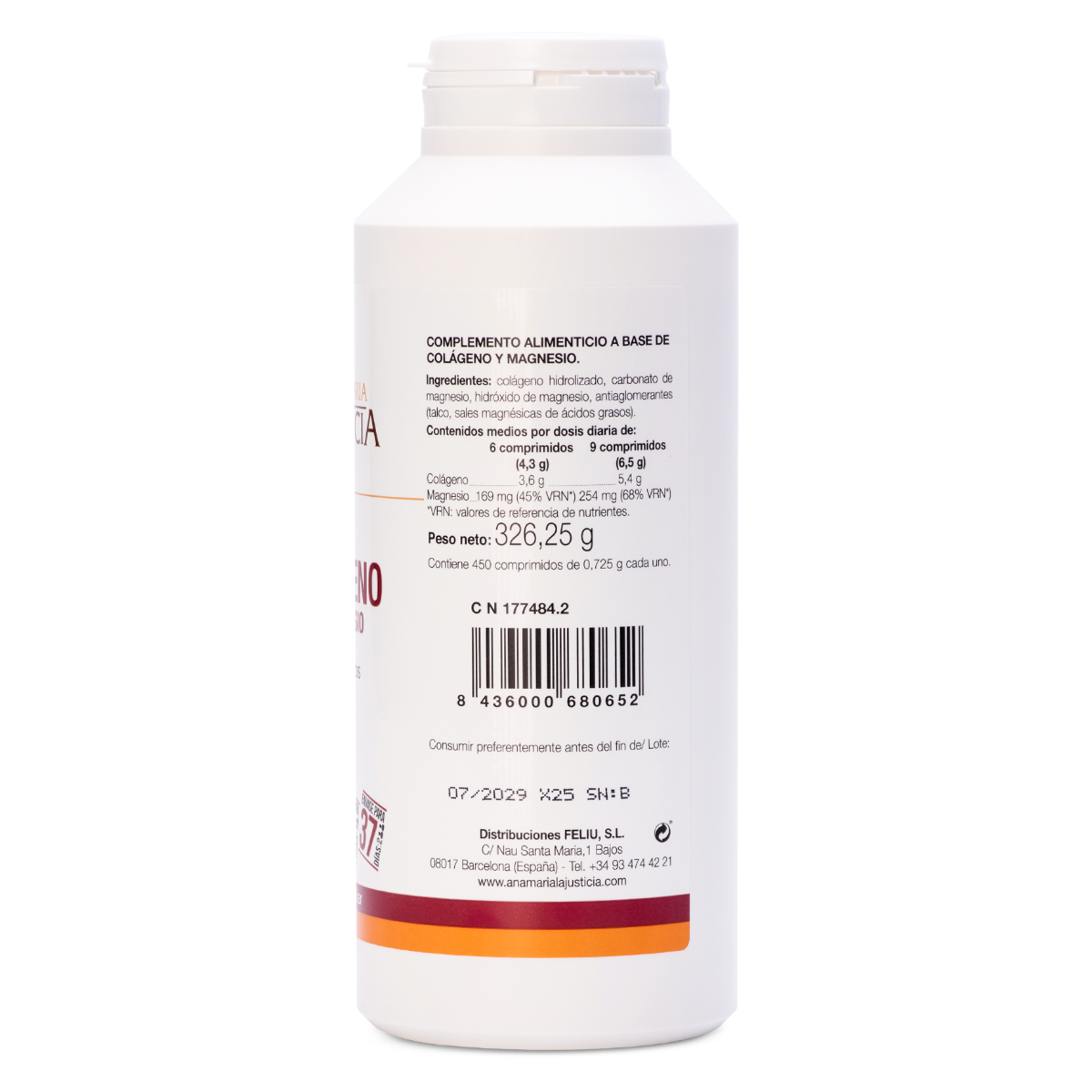 ANA MARÍA LAJUSTICIA Colágeno + Magnésio 450 comprimidos FORMATO FAMILIAR
