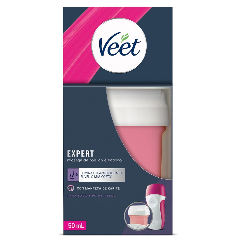 VEET Cera Depilatoria EasyWax Recambio Roll-On Eléctrico con Manteca de Karité 50ml-1