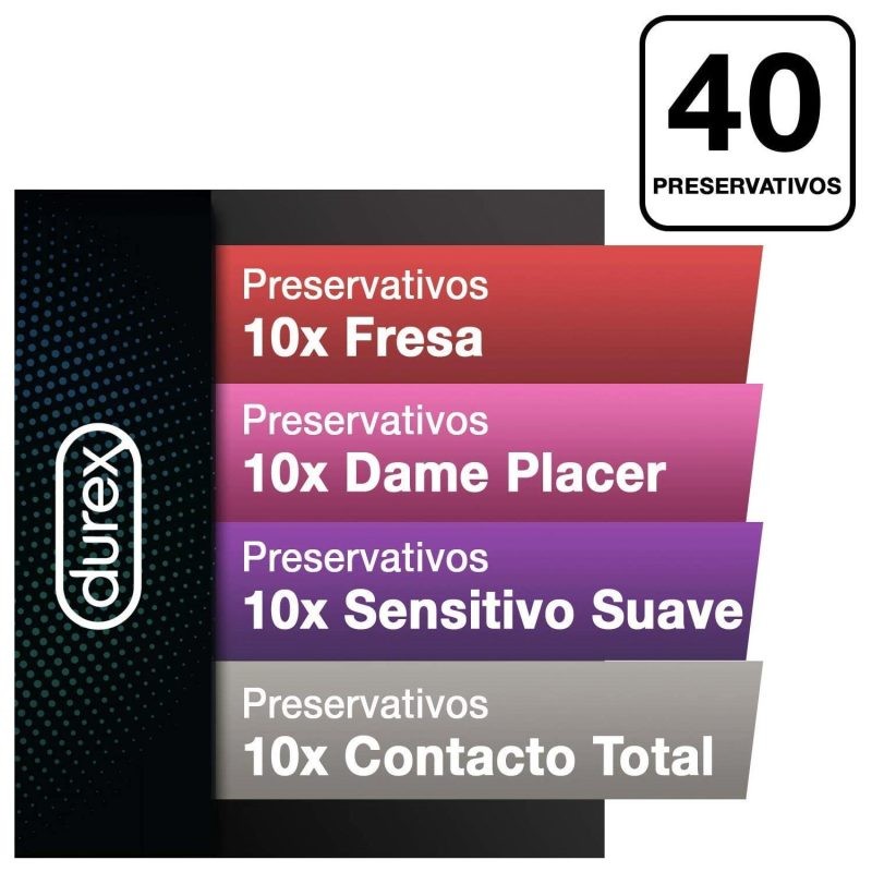 Durex Preservativos Mixtos Fun Explosion Sabor Fresa, Dame Placer, Sensitivo Suave y Contacto Total 40 uds-3