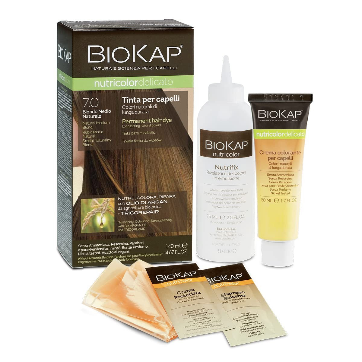 Biokap Tinte Delicato 7.00 Rubio Medio Natural 140 ml-1