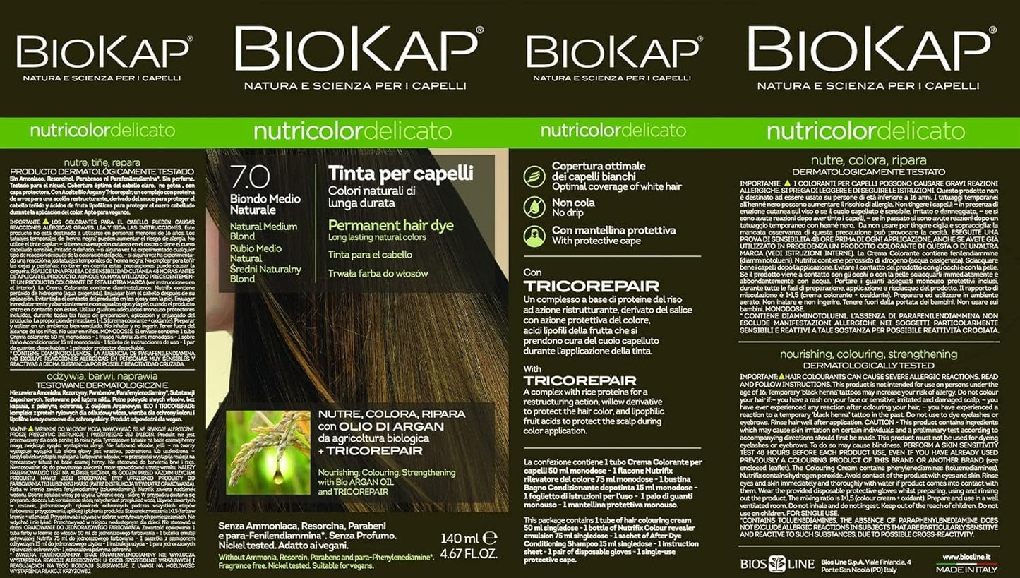 Biokap Tinte Delicato 7.00 Rubio Medio Natural 140 ml-3