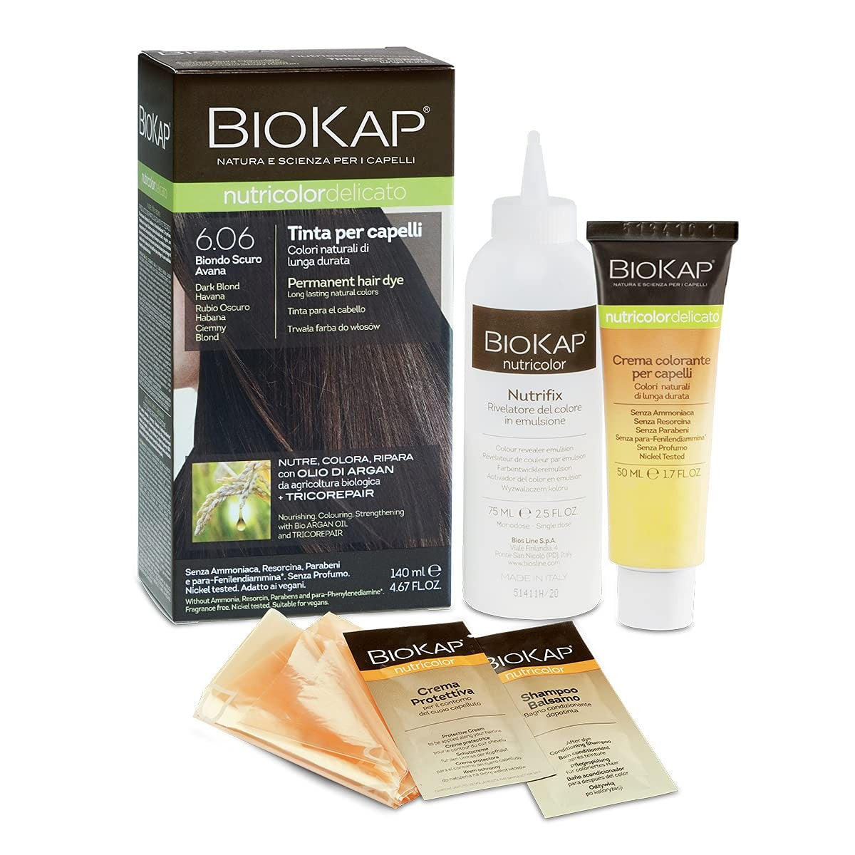 Biokap Tinte Delicato 6.06 Rubio Oscuro Habana 140 ml-1