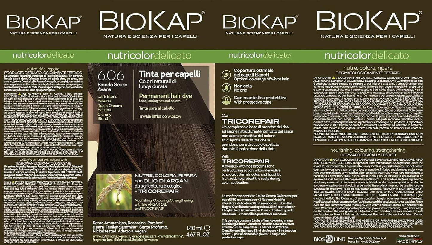 Biokap Tinte Delicato 6.06 Rubio Oscuro Habana 140 ml-3