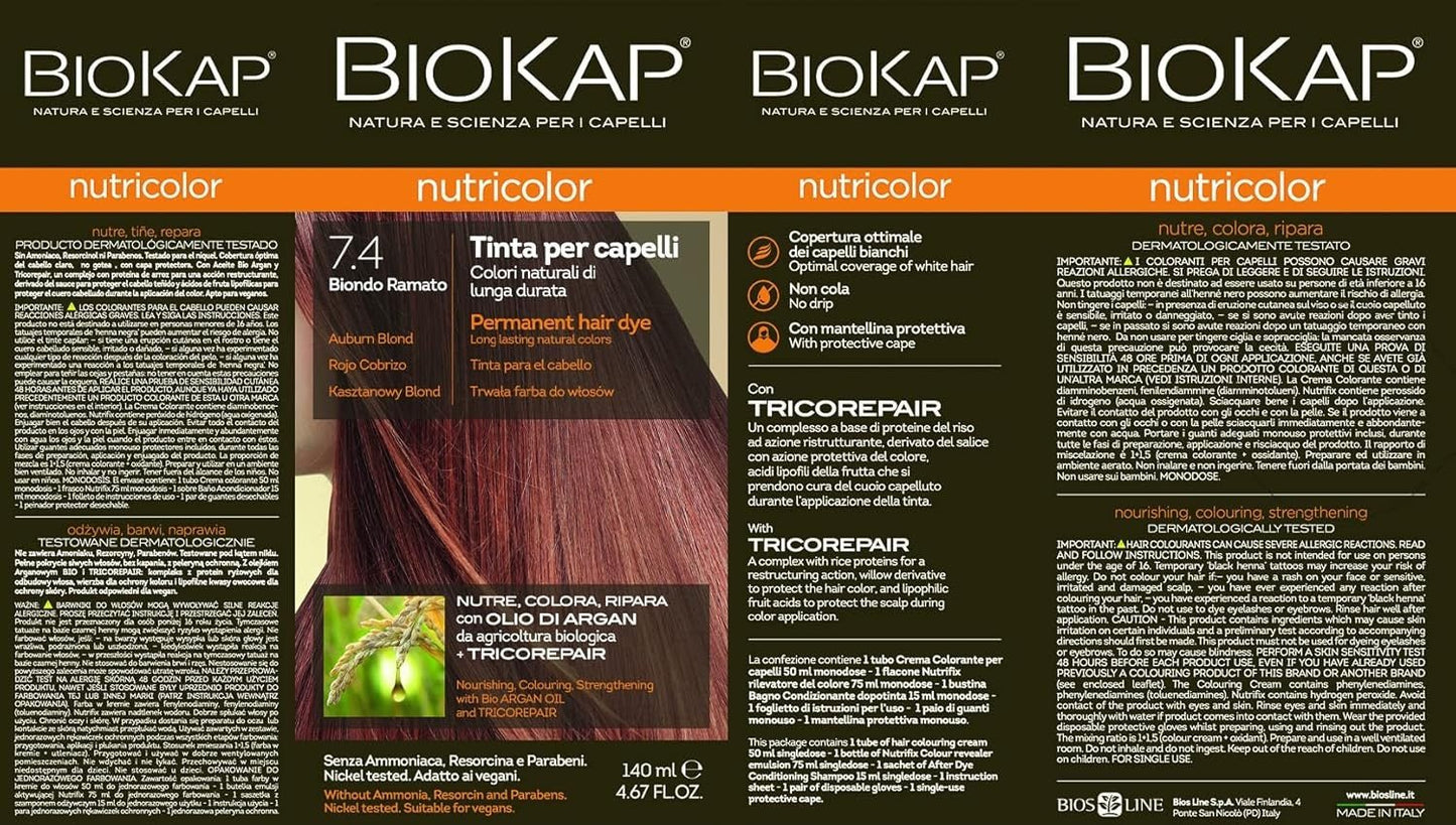 Biokap Tinte 7.4 Rojo Cobrizo 140 ml-3