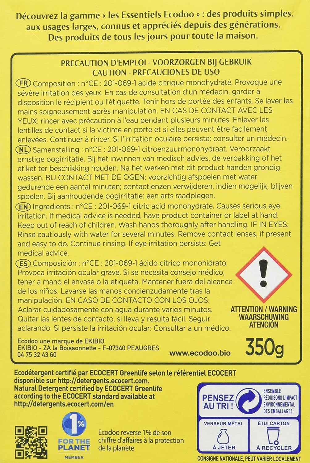 Ecodoo Ácido Cítrico 350 g-2