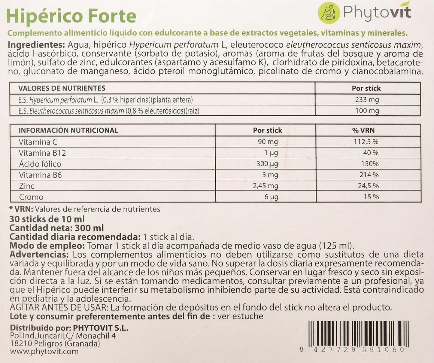 Phytovit Hipérico Forte 30 Sticks-2