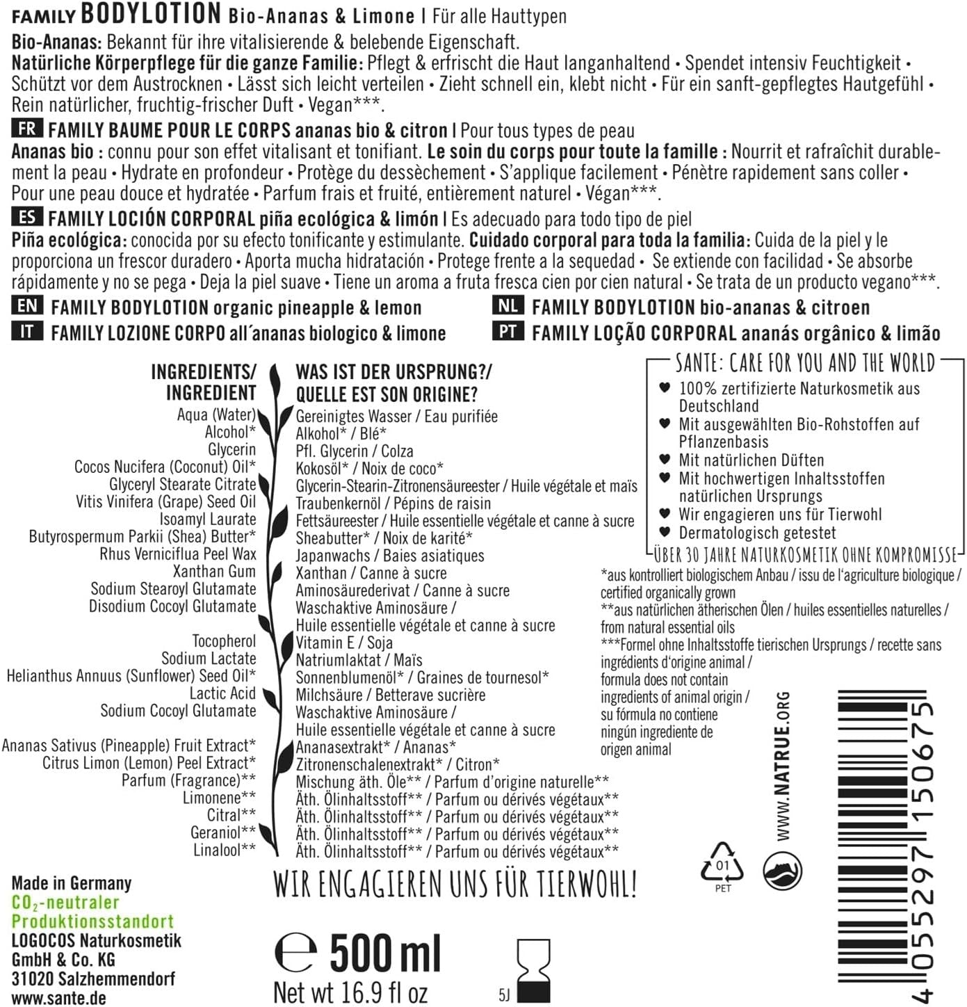 Sante Loción Corporal Piña & Limón 500 ml-2