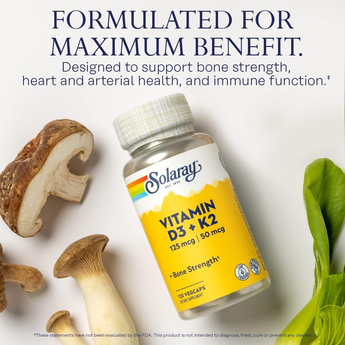 Solaray Vitamina D3 + K2 120 Cápsulas-3