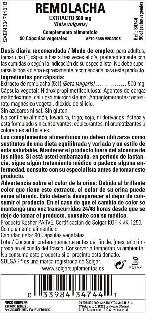 Solgar Remolacha 500 mg 90 Cápsulas-2