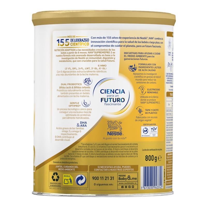 NAN Supreme Pro 2 Leche de Continuación en Polvo 800gr-4
