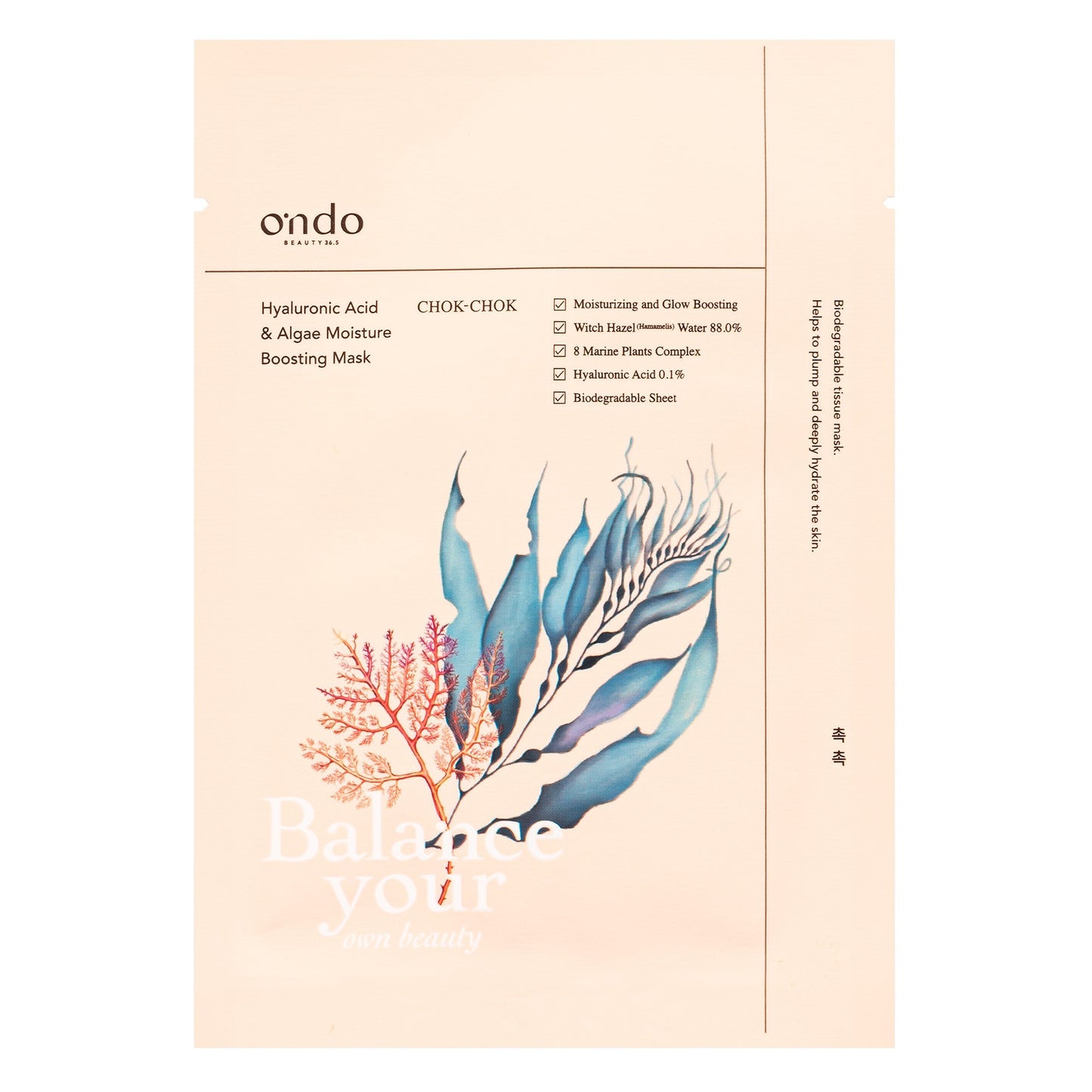 Ondo Beauty 36.5 Hyaluronic Acid & Algae Moisture Boosting Mask Chok-Chok 25g-1