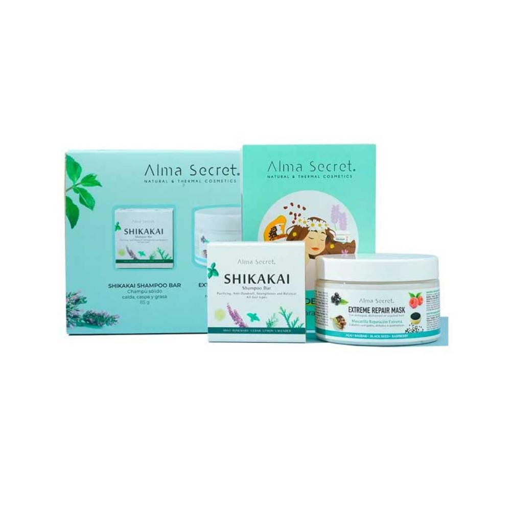 Alma Secret Pack Extreme Repair Mask 250 ml + Champú Sólido Shikakai 85 g-1
