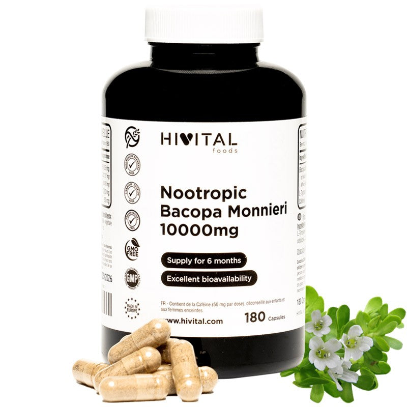 Hivital Nootrópico Bacopa Monnieri 10000 mg 180 Cápsulas-1