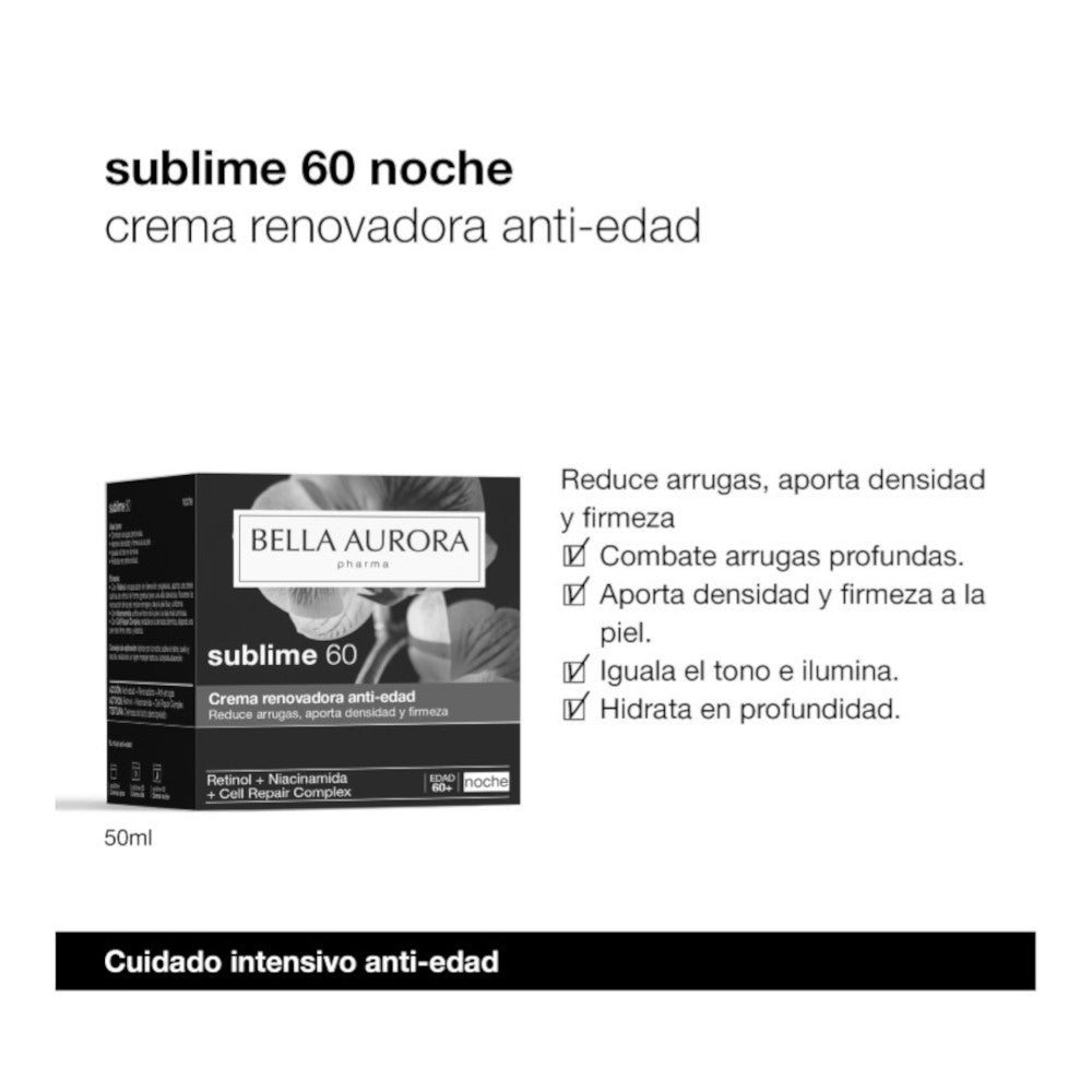 BELLA AURORA Sublime 60+ Crema Renovadora Anti Edad Noche 50ml-5