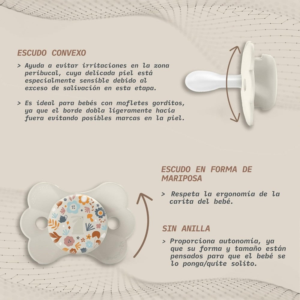 SUAVINEX Chupete SX Pro Silicona Wonder Butterfly Beige Flores 0-6 Meses-5