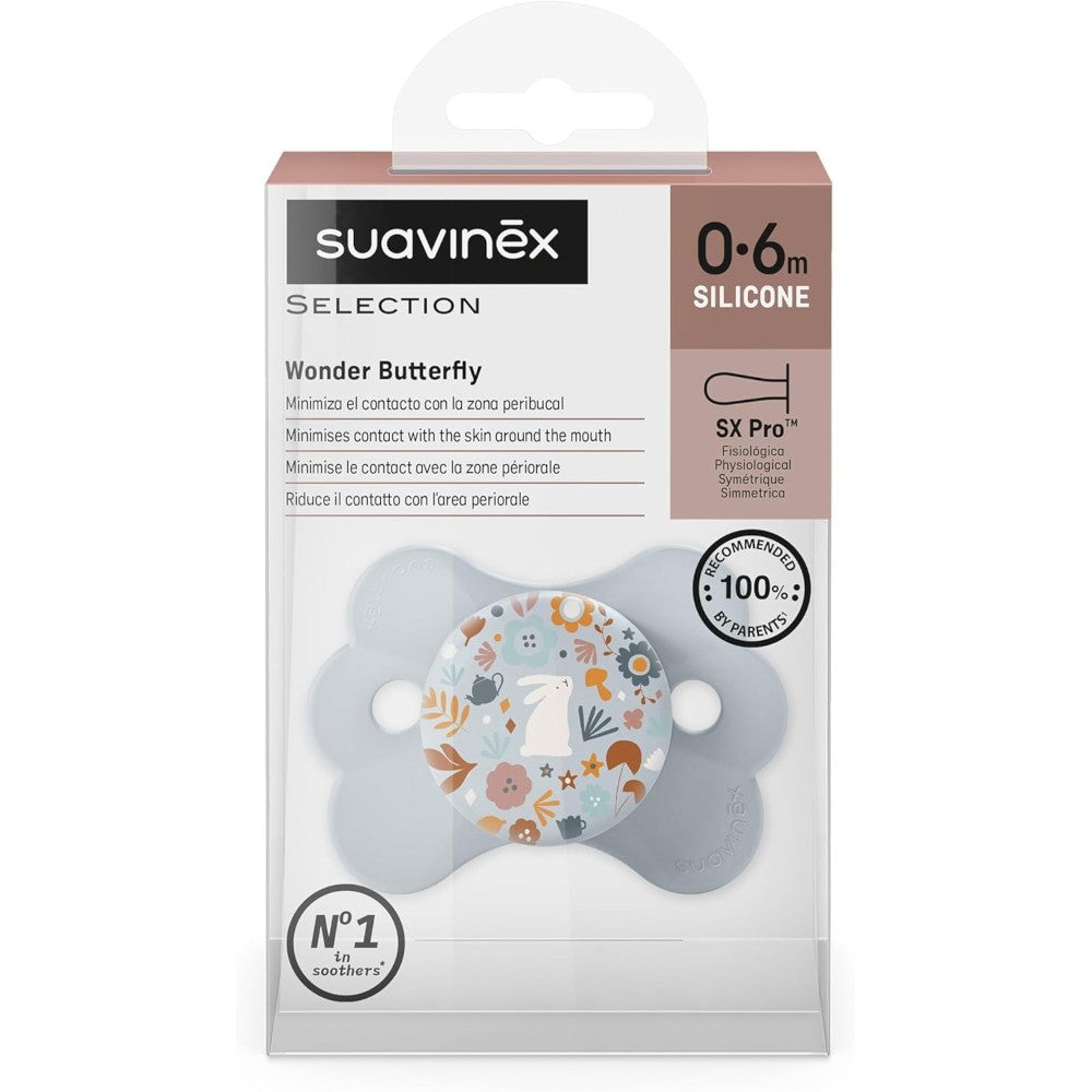 SUAVINEX Chupete SX Pro Silicona Wonder Butterfly Azul Flores 0-6 Meses-2
