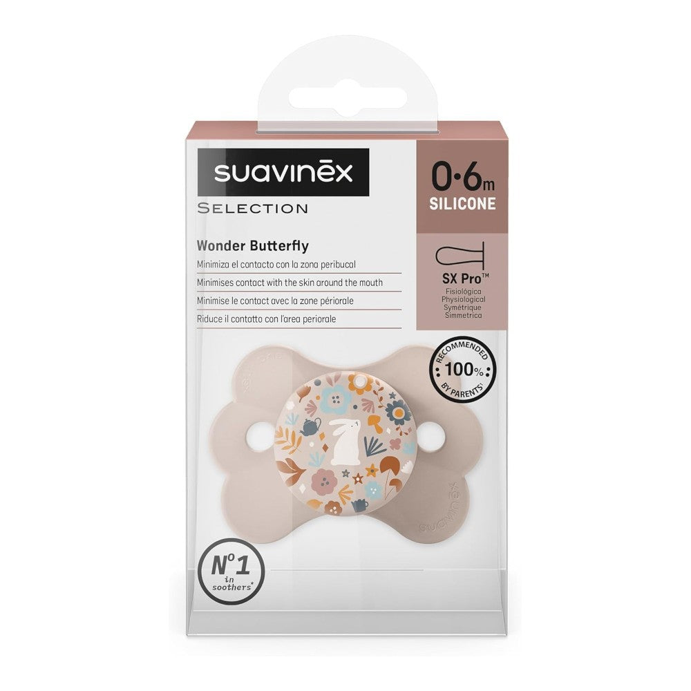 SUAVINEX Chupete SX Pro Silicona Wonder Butterfly Rosa Flores 0-6 Meses-2