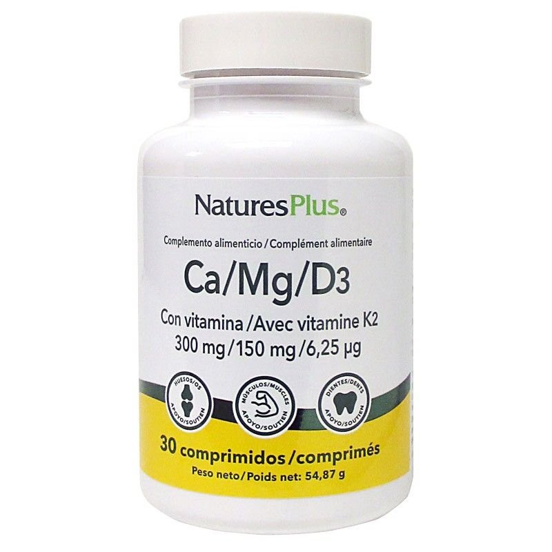 Natures Plus Ca/Mg/D3 + K2 30 Comprimidos