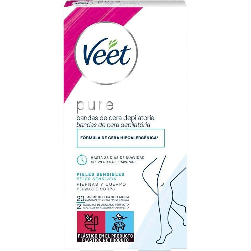 VEET Pure Neceser Bandas de Cera Depilatoria (20 faciales + 20 corporales)-3
