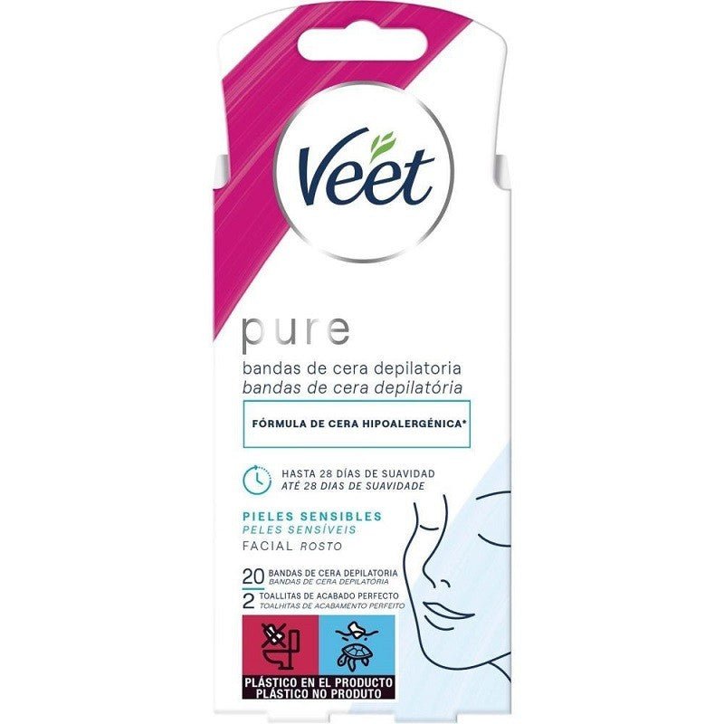 VEET Pure Neceser Bandas de Cera Depilatoria (20 faciales + 20 corporales)-4