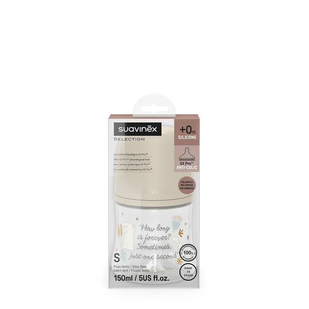 SUAVINEX Biberón Premium Wonderland +0m Silicona SX Pro Fisiológica 150ml (Conejo Blanco)-2