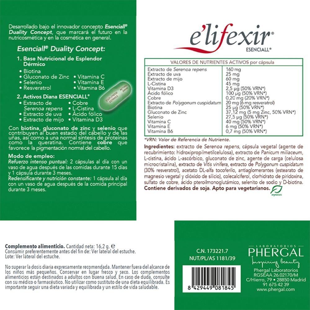 ELIFEXIR Pack Esenciall Redensificante Capilar 60 Cápsulas + Sérum Anticaída 35 ml-7