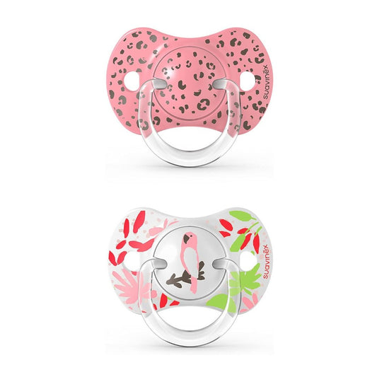 SUAVINEX Chupete SX Pro Tetina Fisiológica Silicona 0-6 Meses 2 Unidades (Jungle Rosa)-1