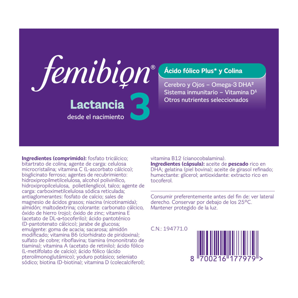FEMIBION 3 Lactancia Duplo 2x 28 Comprimidos + 28 Cápsulas (8 semanas)-12