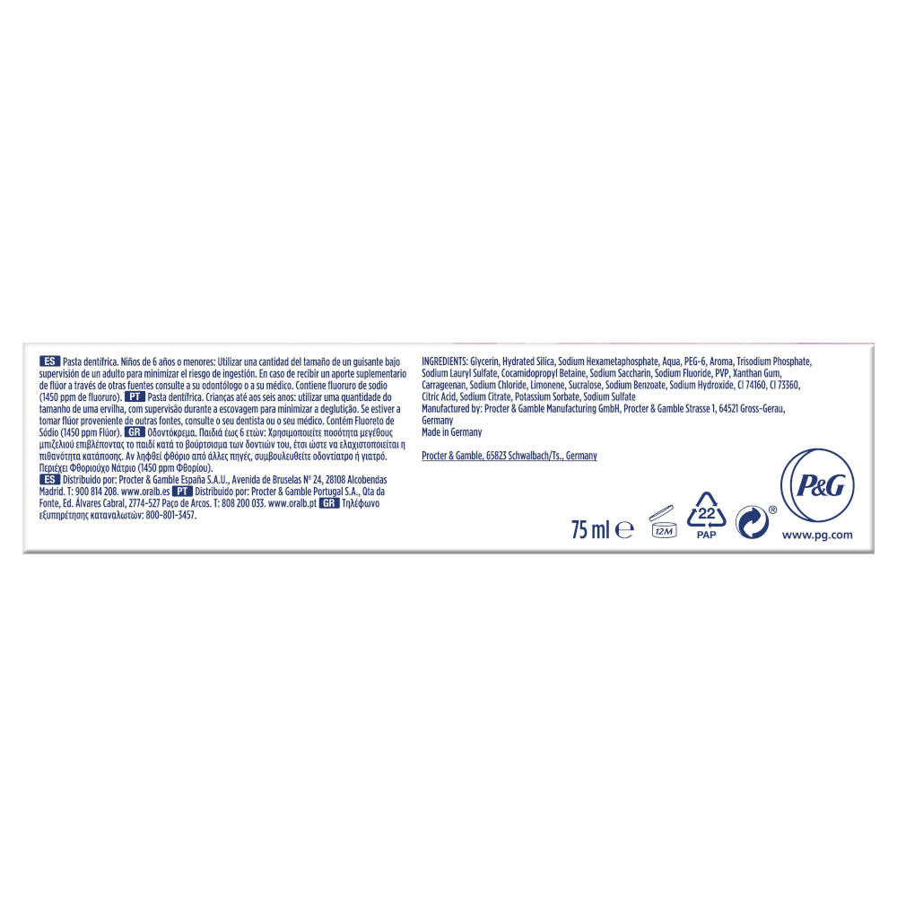 ORAL-B Pasta de Dientes 3D White Brillo Seductor Blanqueadora 75ml-6