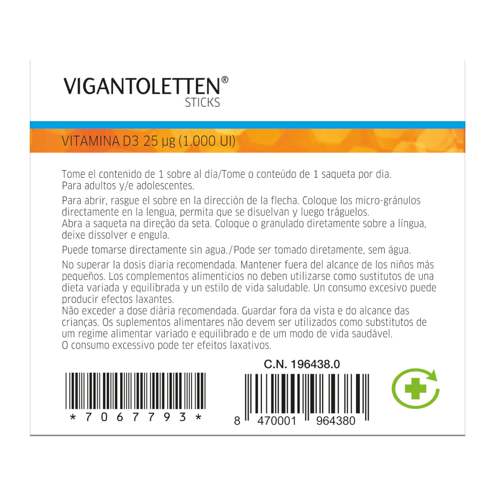 VIGANTOLETTEN Vitamina D3 Sticks 30 Unidades-4