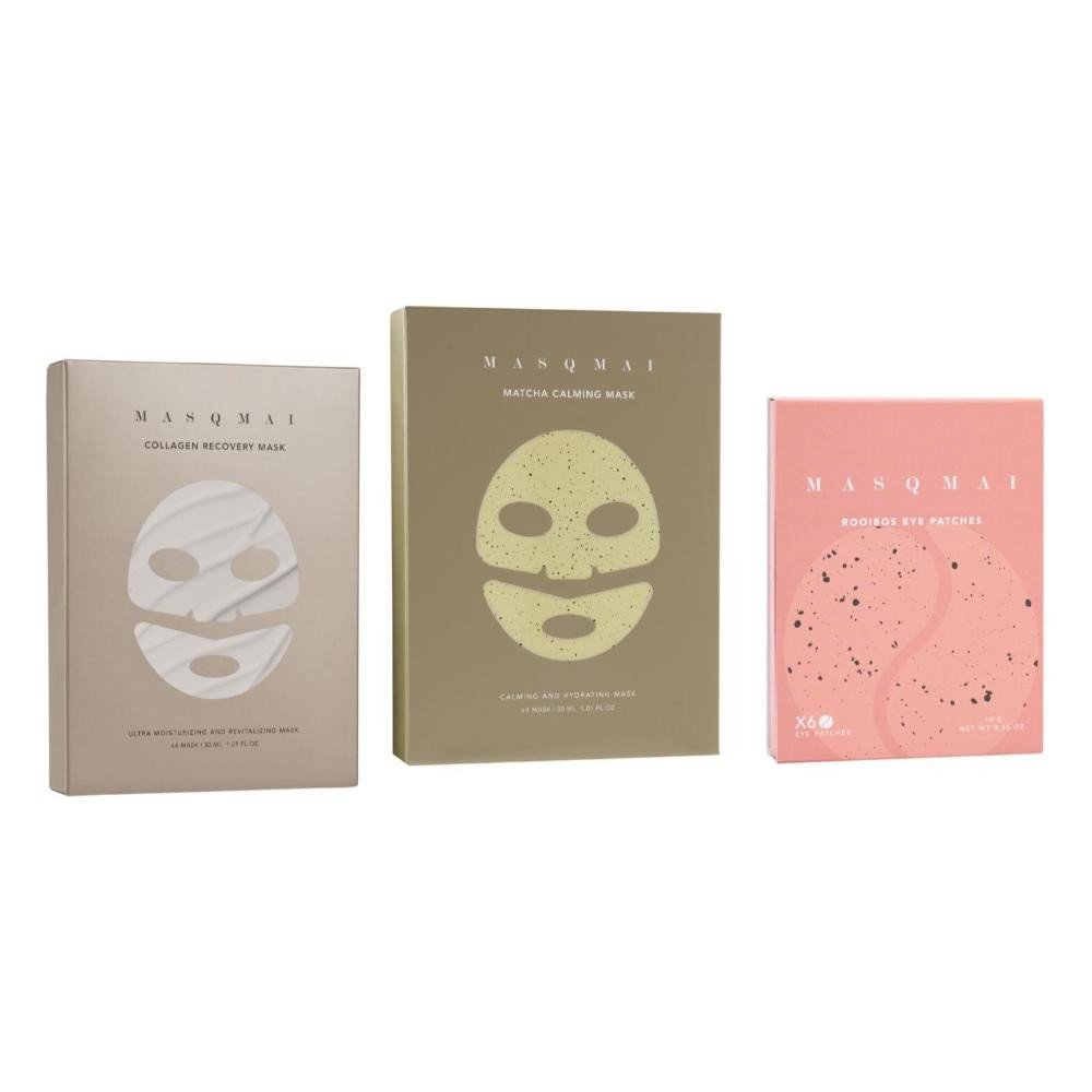 Masqmai Pack Collagen Recovery Mask 4 Unidades + Matcha Calming Mask 4 Unidades + Rooibos Eye Patches 6 Pares-1