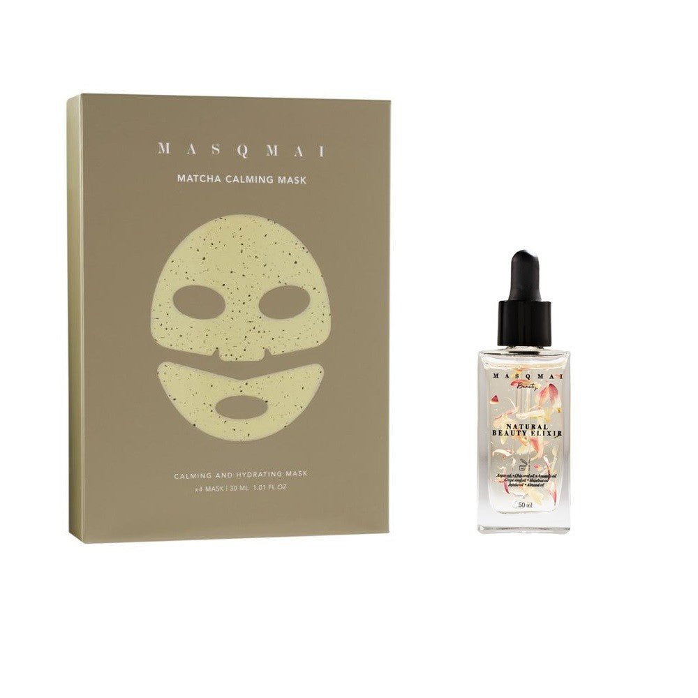 Masqmai Pack Matcha Calming Mask 4 Unidades + Natural Beauty Elixir 50 ml-1