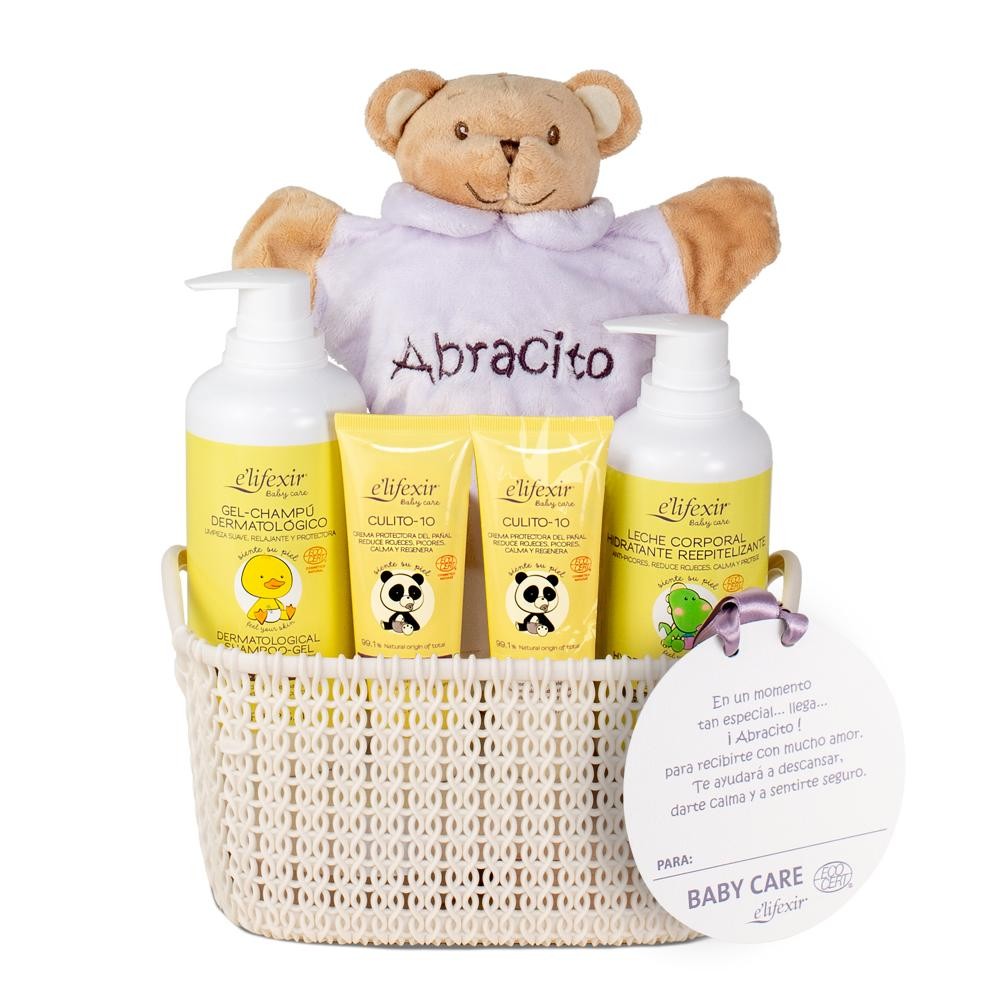 ELIFEXIR Baby Care Canastilla Gel champú + Leche corporal+ Crema Zona del Pañal-2