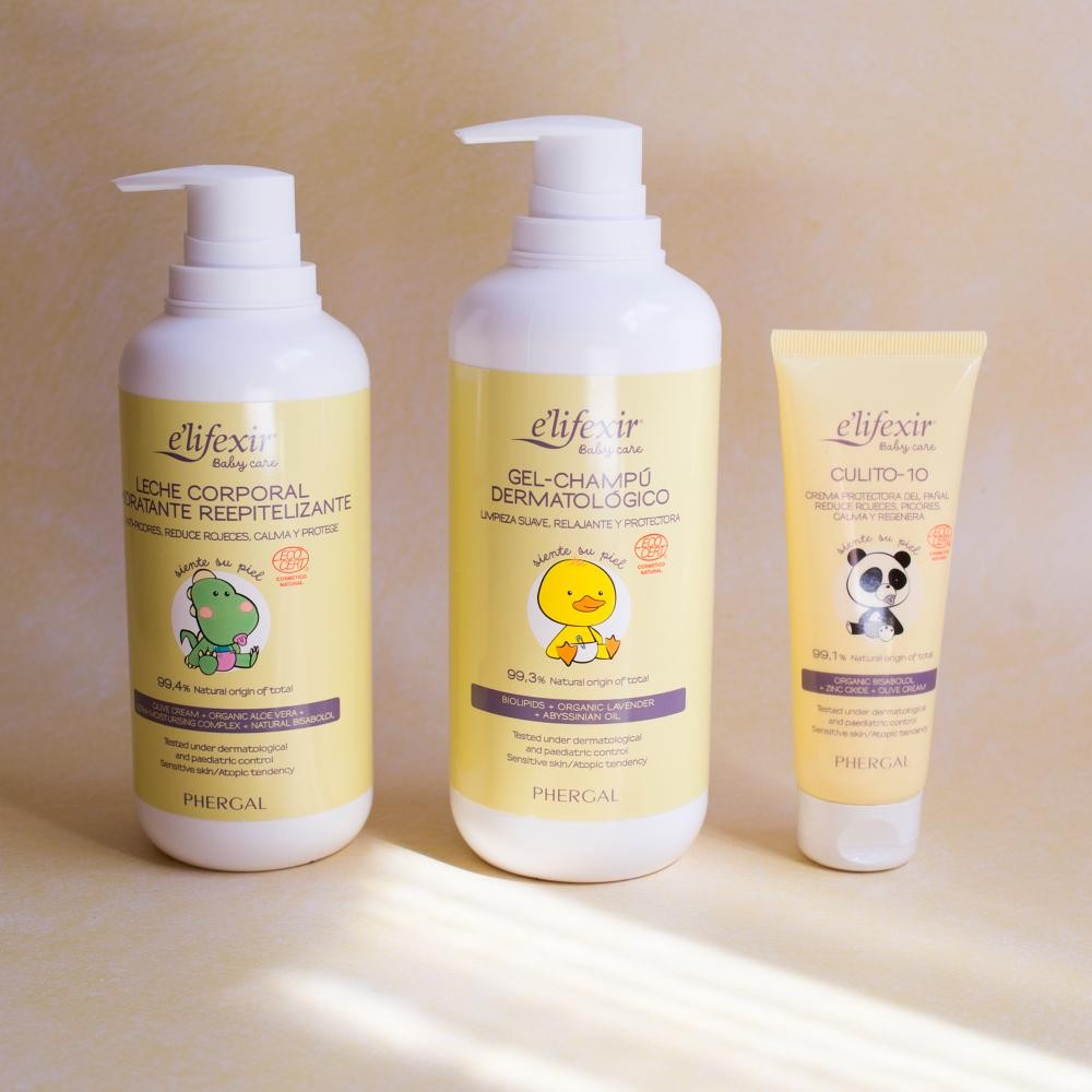 ELIFEXIR Baby Care Canastilla Gel champú + Leche corporal+ Crema Zona del Pañal-7