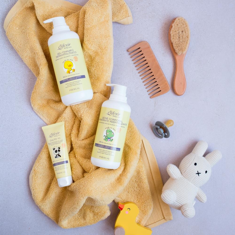 ELIFEXIR Baby Care Canastilla Gel champú + Leche corporal+ Crema Zona del Pañal-8