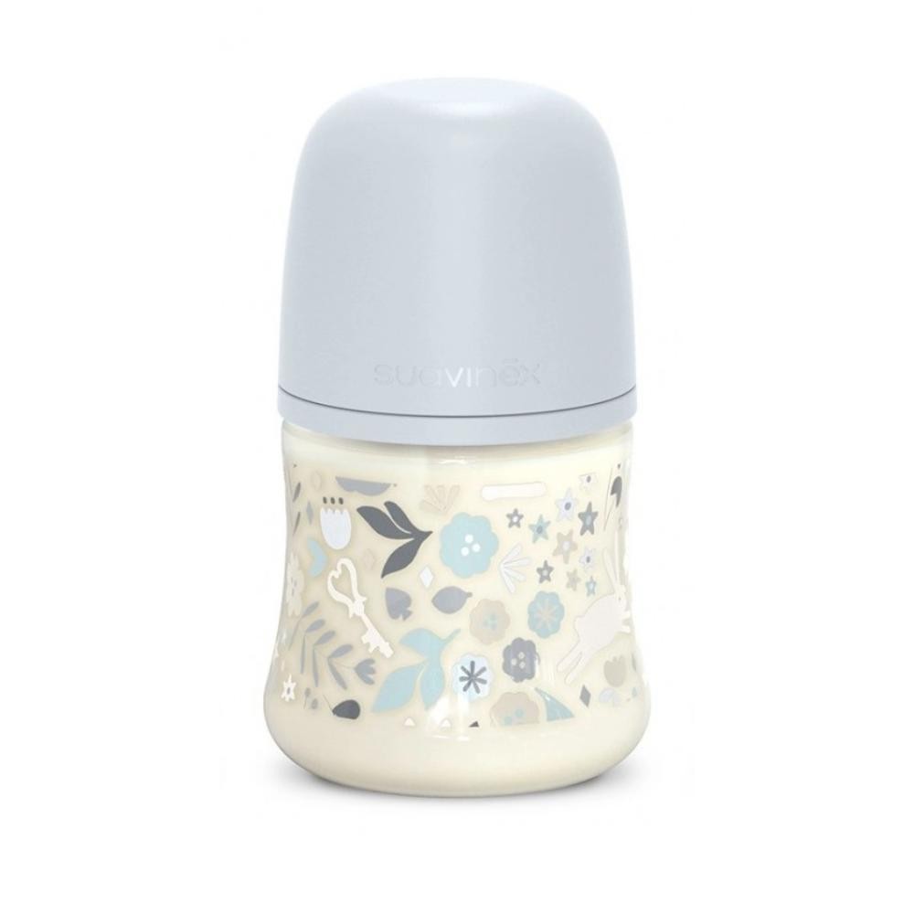 SUAVINEX Biberón Wonderland +0m Silicona SX Pro 150ml Conejo Azul Flores-1