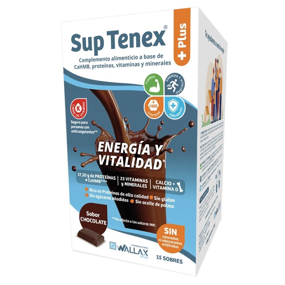 Wallax Sup Tenex Plus Energía y Vitalidad Chocolate 15 sobres x 32 g-1