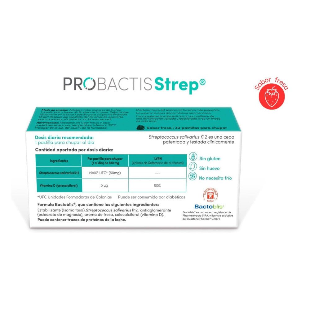 Probactis Strep Pastiglie per Succhiare Fragola 30 pastiglie