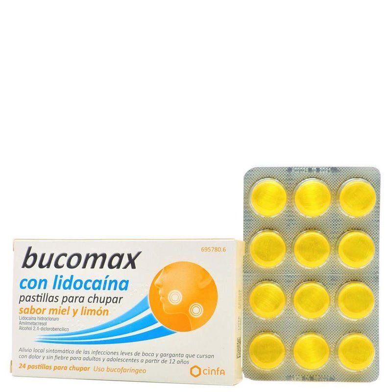Bucomax Lidocaína Sabor Miel y Limón 24 Pastillas para Chupar