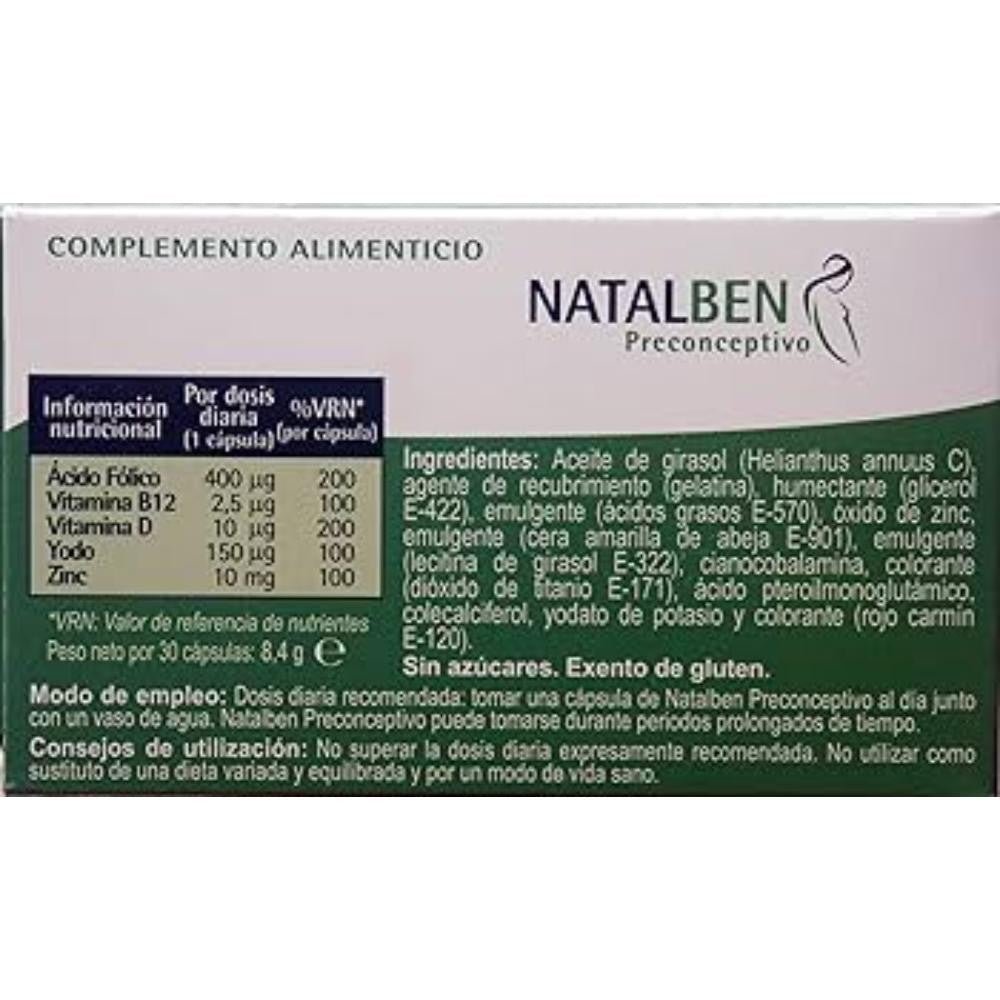 NATALBEN Preconceptivo 30 Cápsulas-2
